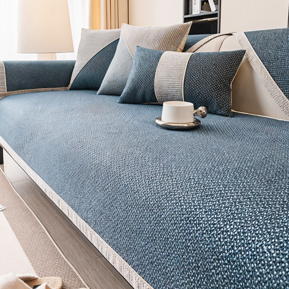 Sofabetækning i ensfarvet design - Holdbart og skridsikkert stof af bomuld og hør
