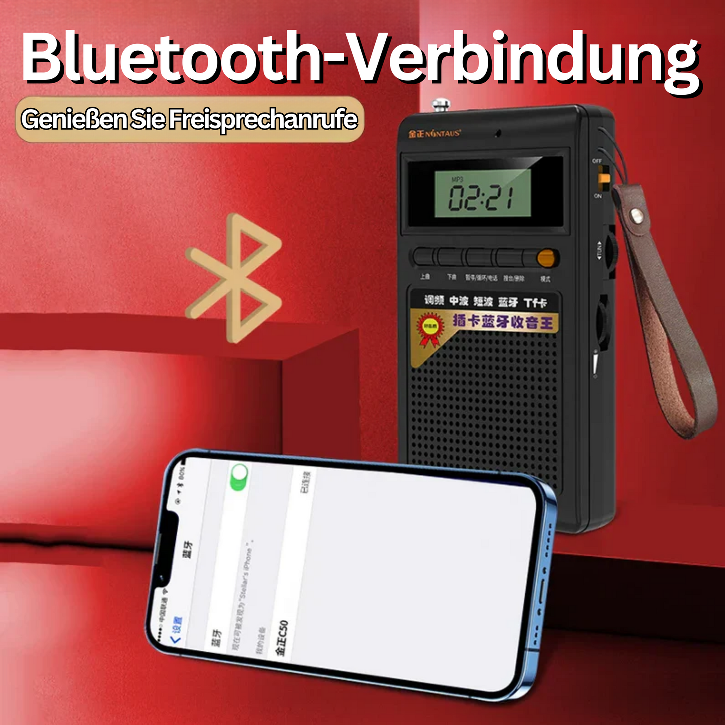 Kompakt Bluetooth Radio og MP3 Afspiller - Lydbølger Mini