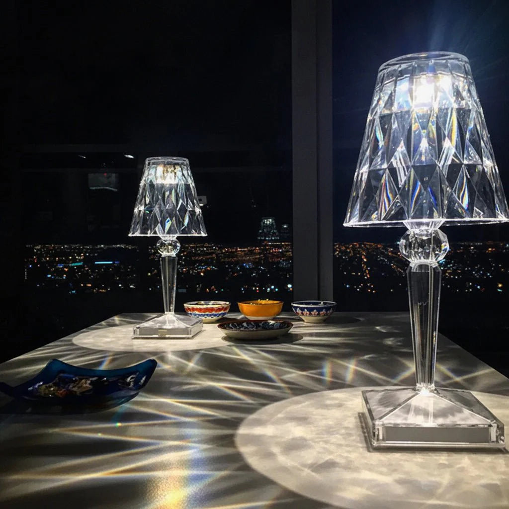 Krystallampe med Berøringsstyring og Genopladelig LED-lys