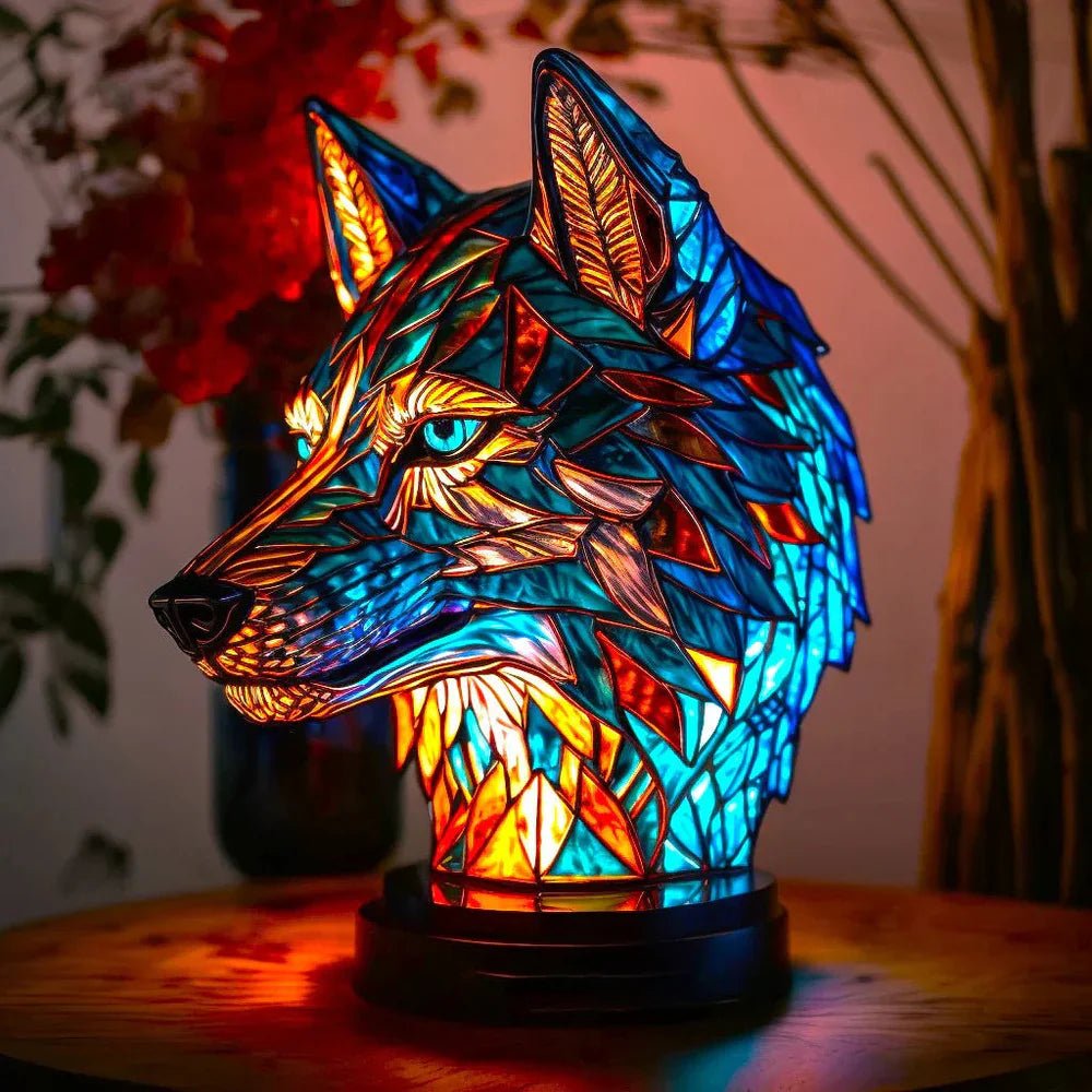 Unik Tiffanybordslampa med djurskulptur för stämning