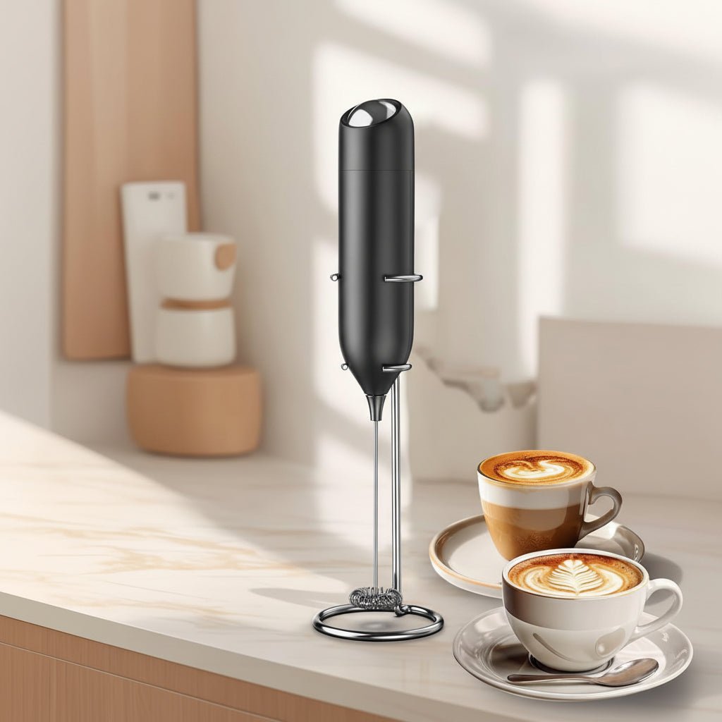 Handhållen elektrisk mjölkskummare för caféupplevelse hemma