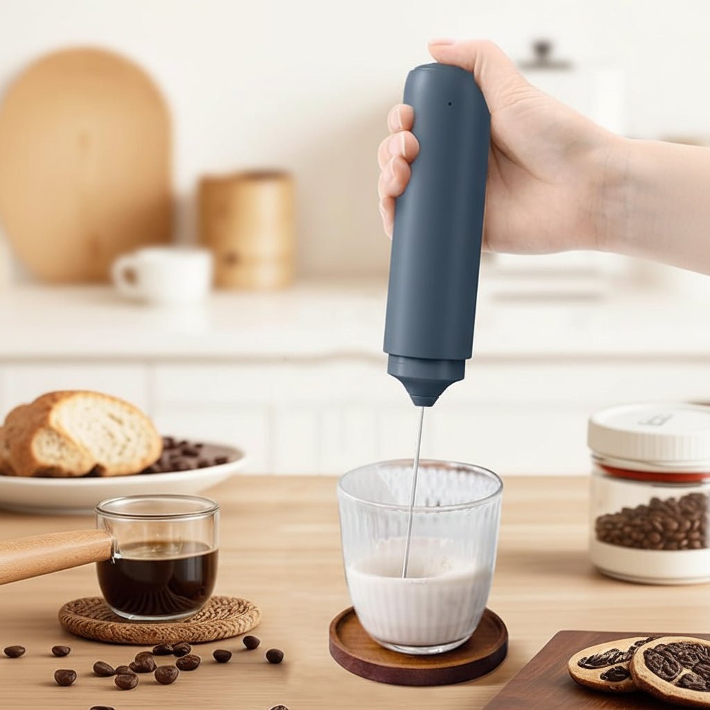 Handhållen elektrisk mjölkskummare för caféupplevelse hemma