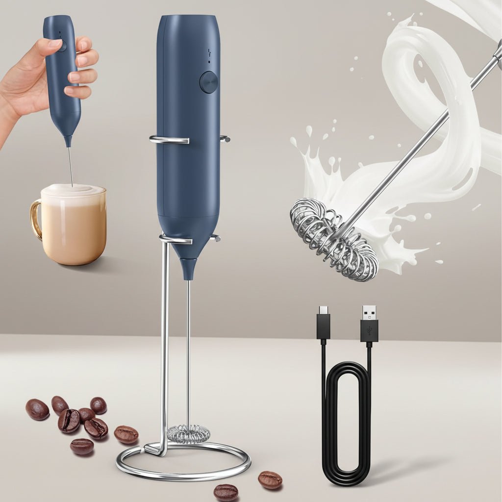 Handhållen elektrisk mjölkskummare för caféupplevelse hemma