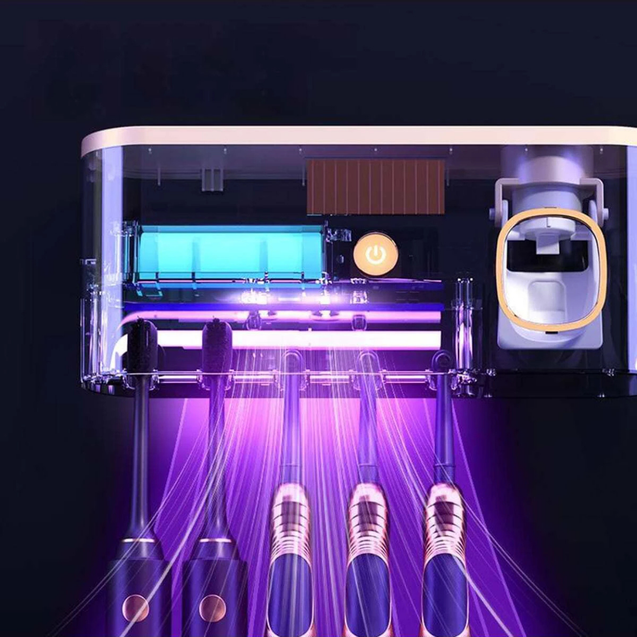 Väggmonterad UV-sterilisator för Tandborstar med Tandkrämsdispenser
