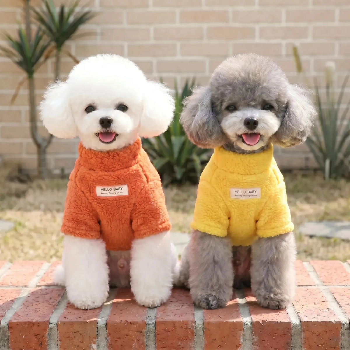 Stickad hundtröja med struktur - Fluffy design