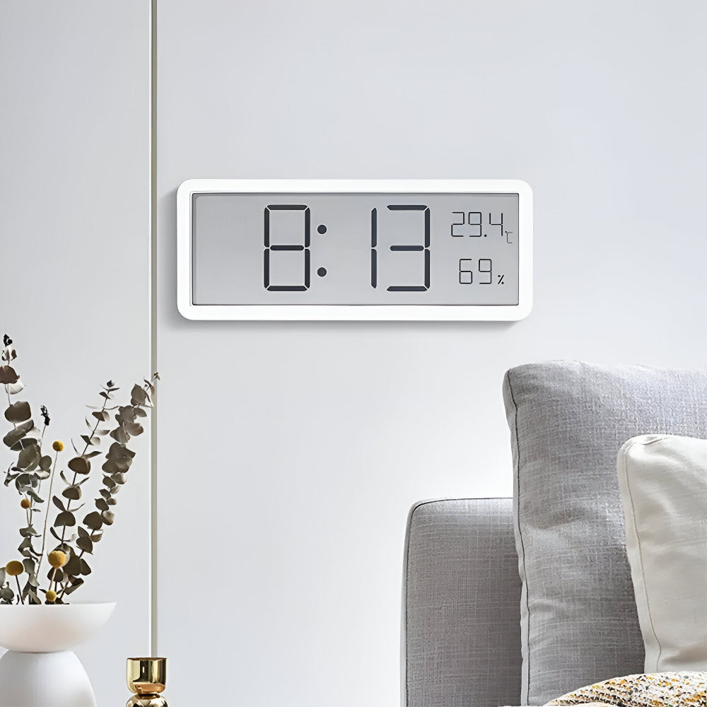 Elegant LED Vægur med Klimainformation & Automatisk Lysstyrke