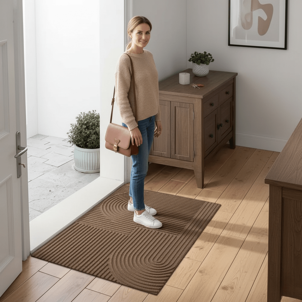Elegant och Absorberande Dörrmatta med Modern Kurvdesign