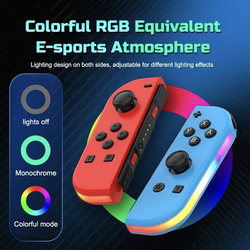 Trådløs Switch controller med RGB lys | Ergonomisk Joypad til Nintendo Switch, OLED og Lite