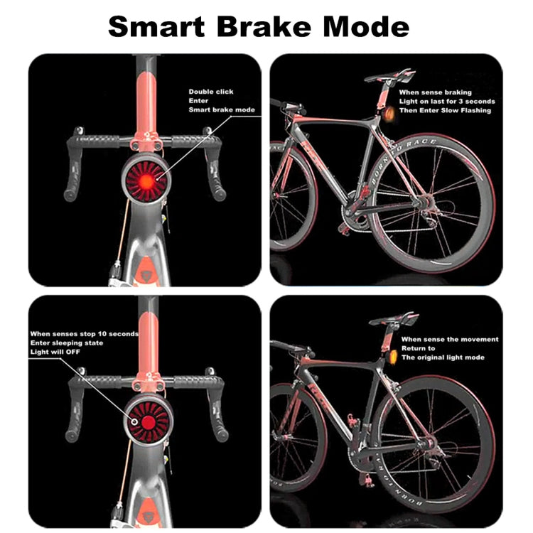 Smart Sensor Bromsljus till Cykel med USB – Titanfärgat Varningsljus