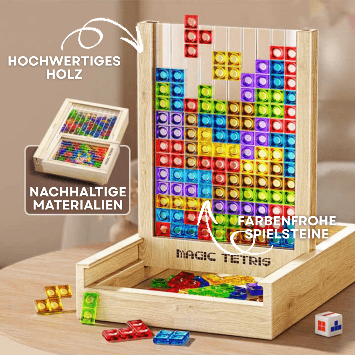 EcoBlock Tetris Brädspel – Hållbart Tetris Pussel för Familjen