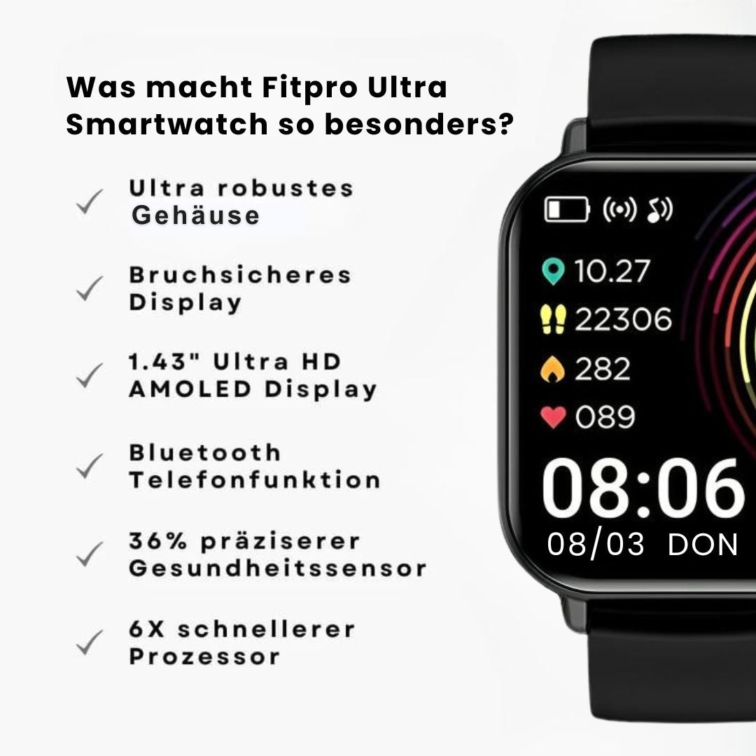 Smartwatch til sundhedsovervågning - Fitpro Ultra (2025)