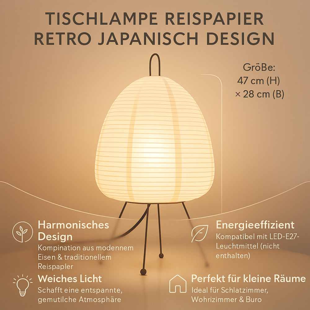 Japansk Papirlampe med Blødt Lys og Stabilt Design