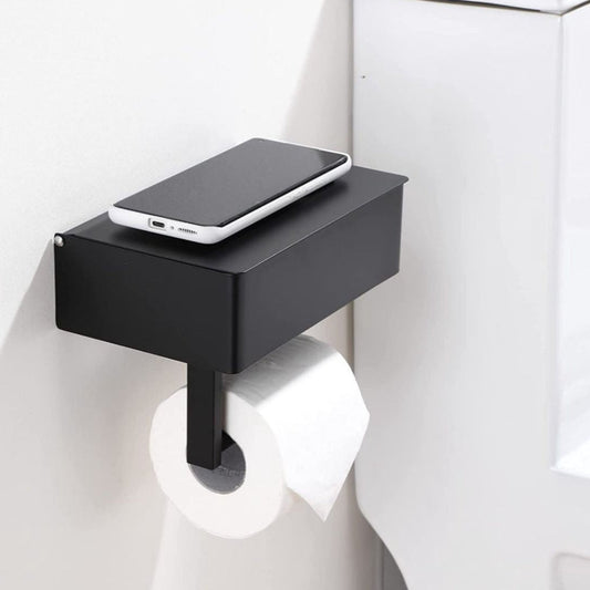 Toiletpapirholder i Stål med Hylde til Moderne Badeværelser