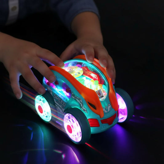 Interaktiv LED Legetøjsbil med Musik og 360° Spin