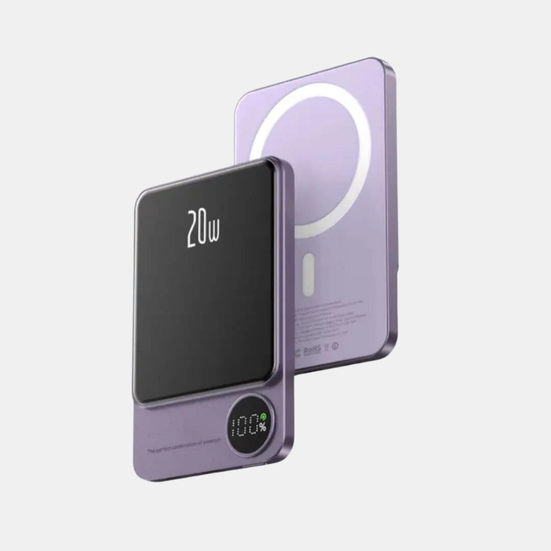 Kompakt magnetisk powerbank med snabb trådlös laddning