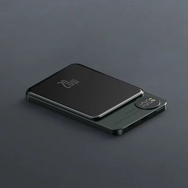 Kompakt magnetisk powerbank med snabb trådlös laddning