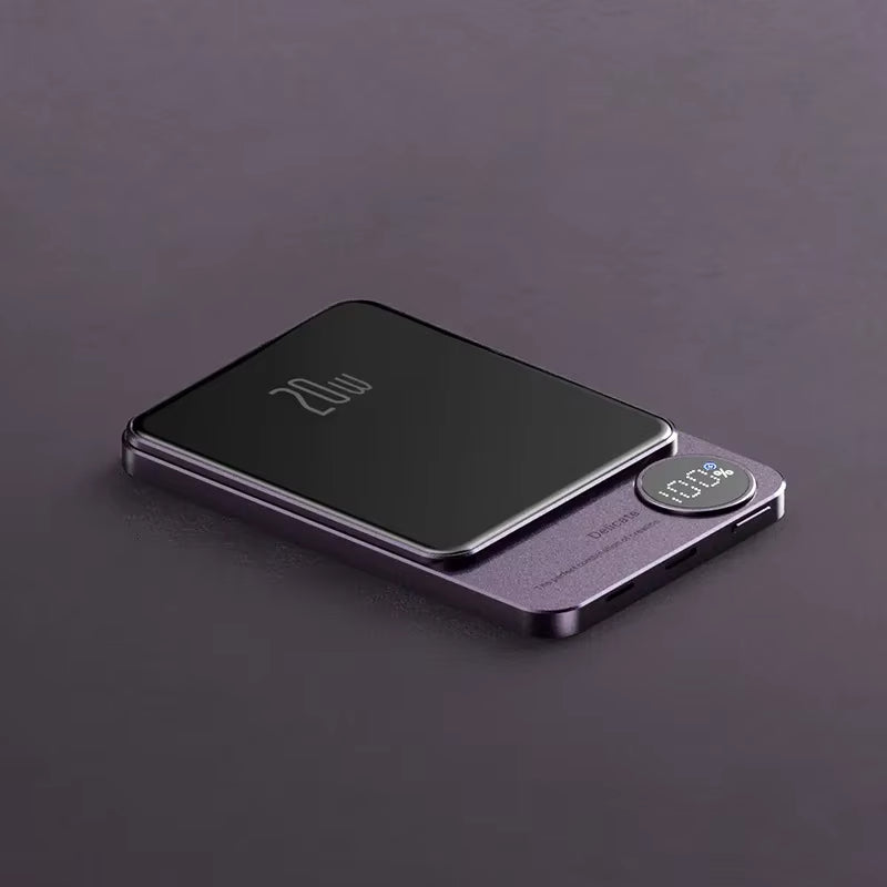Kompakt magnetisk powerbank med snabb trådlös laddning