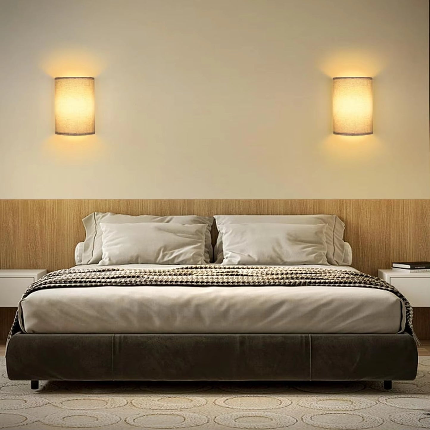 Trådløse Væglamper med Linnedskærm og Lang Batterilevetid