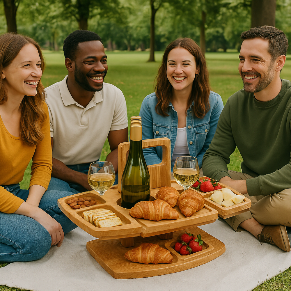 Flexibelt och stilrent picknickbord i trä - VinoHaven