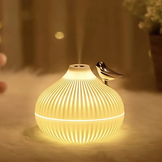 Bærbar Luftfugter med LED - Unikt Løgdesign for Bedre Luft
