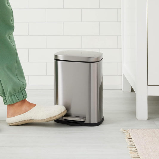 5L Papperskorg i rostfritt stål med Soft Close-pedal för små utrymmen
