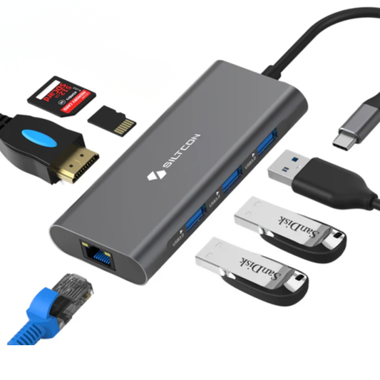 Smart USB-C Hub 8-i-1 med HDMI & SD – Kompakt och Effektiv