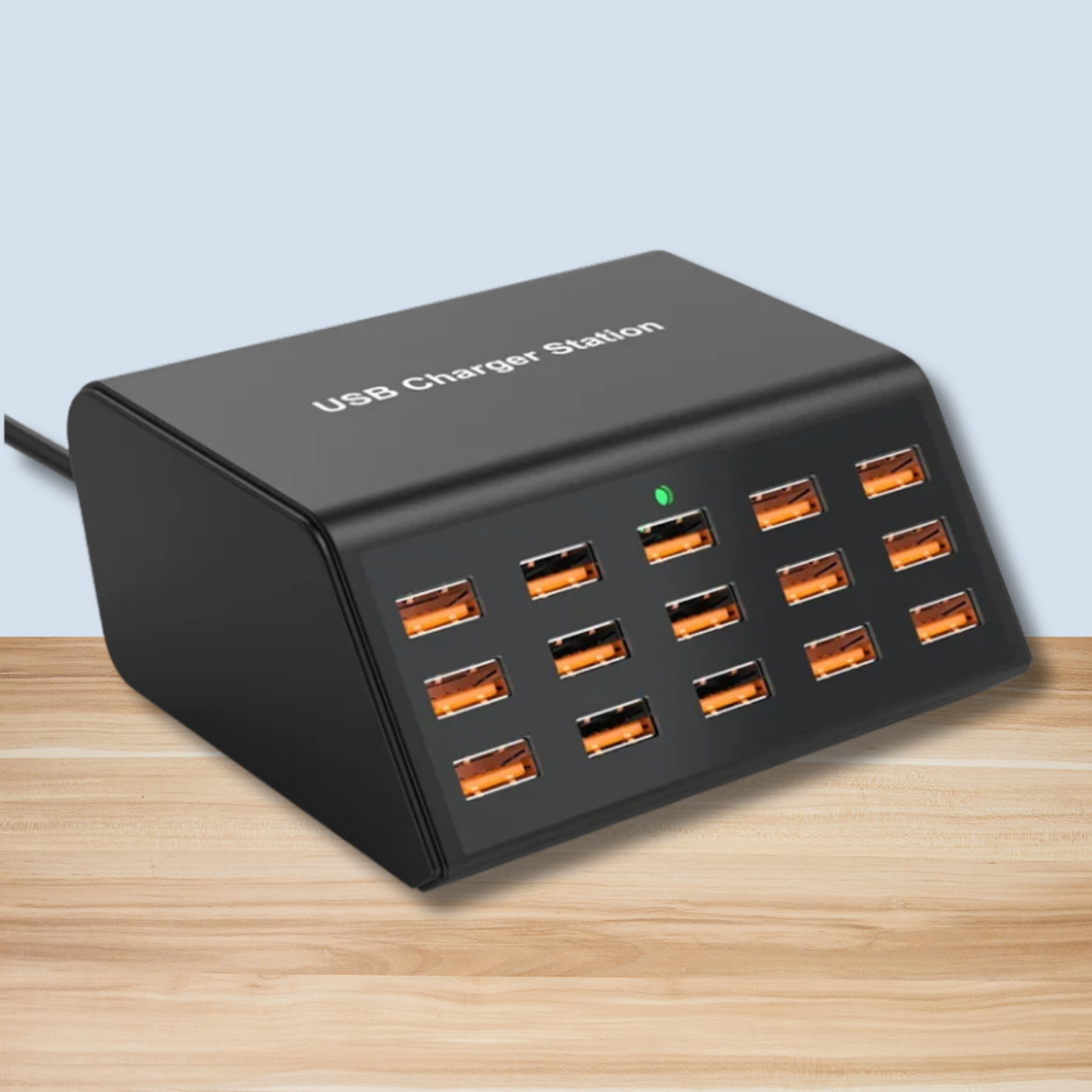 Kompakt 12-ports USB-ladestation til hurtig opladning