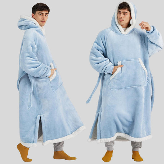 Hoodie-filt för unisex, oversized, med huva och långa ärmar, bekväm