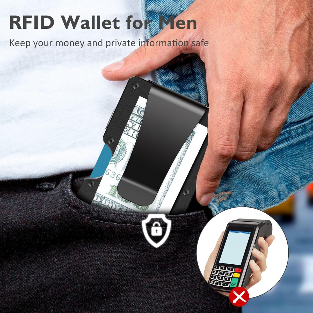 Säker och tunn plånbok i kolfiber med RFID-skydd