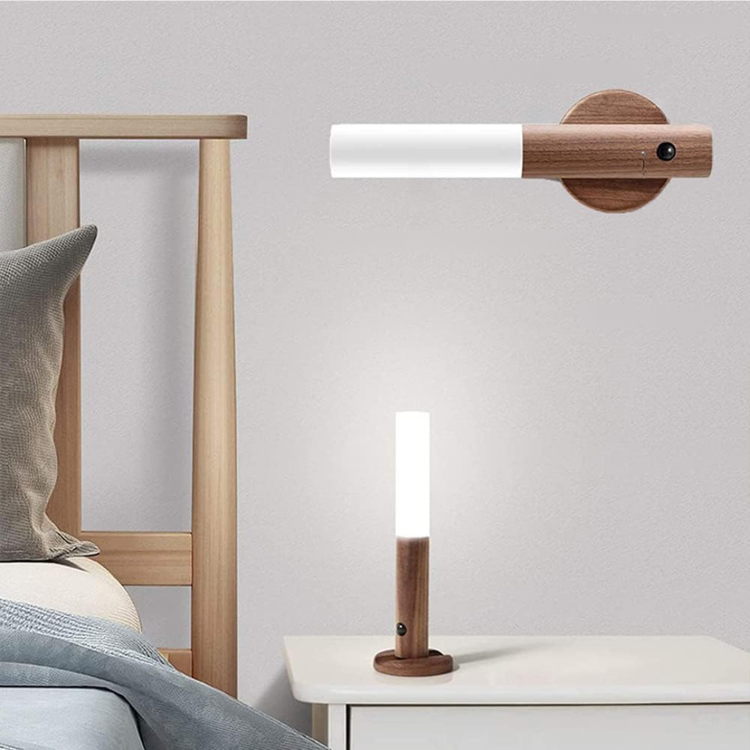 Smart LED Væglampe med Bevægelsessensor i Trædesign