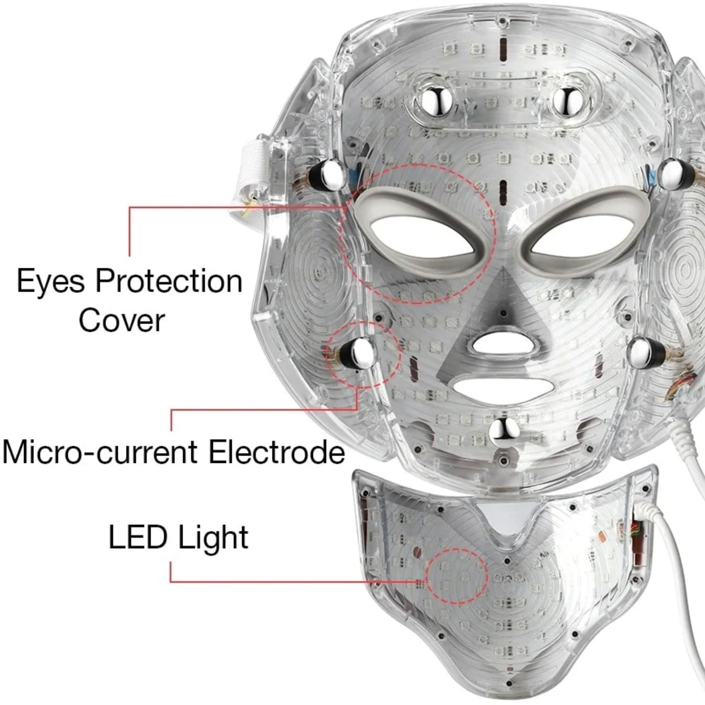 LED Photon Lysbehandling Maske til Ansigt og Hals - 7 Farver