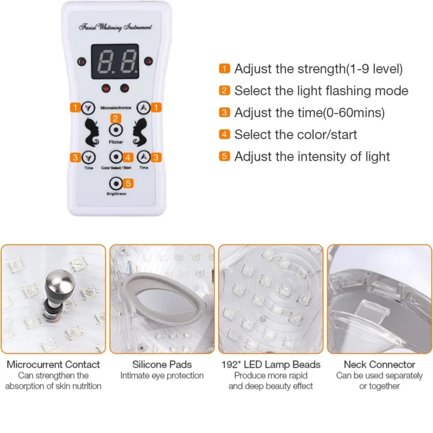 LED Photon Lysbehandling Maske til Ansigt og Hals - 7 Farver
