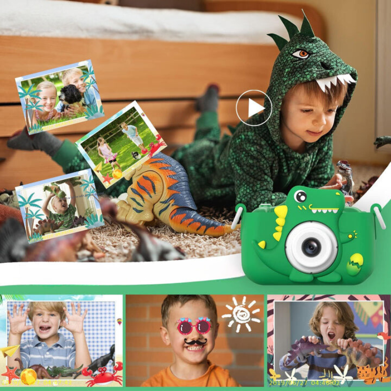 Digitalkamera för barn med HD-funktion och dinosauriedesign för första fotoäventyret