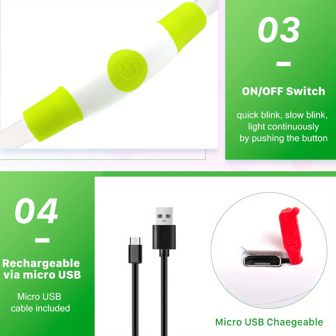 GlowSafe LED Hundhalsband – Uppladdningsbart USB Säkerhetsljus