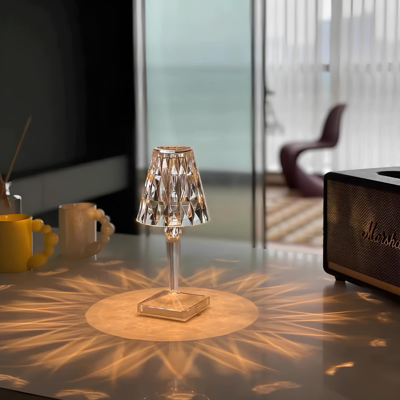 Kristalleffekt Bordslampa med Touch & Justerbart Ljus