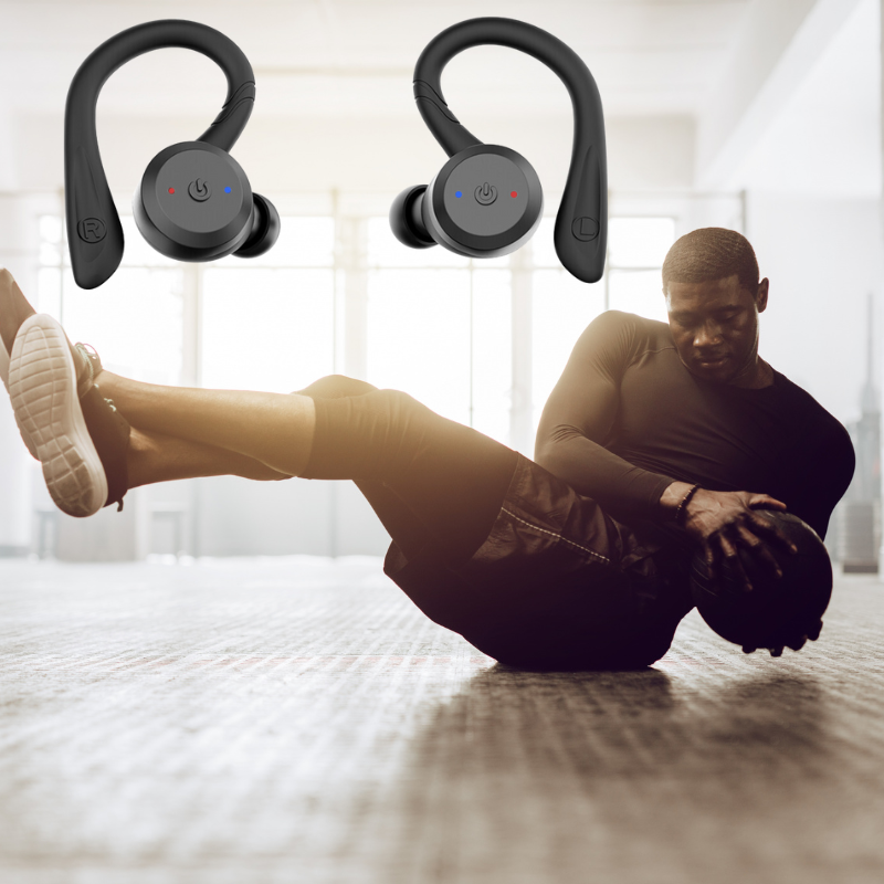 Vandafvisende Trådløse Sportshøretelefoner – 20 Timer Spilletid | Bluetooth 5.0, IPX7 til Svømning og Fitness