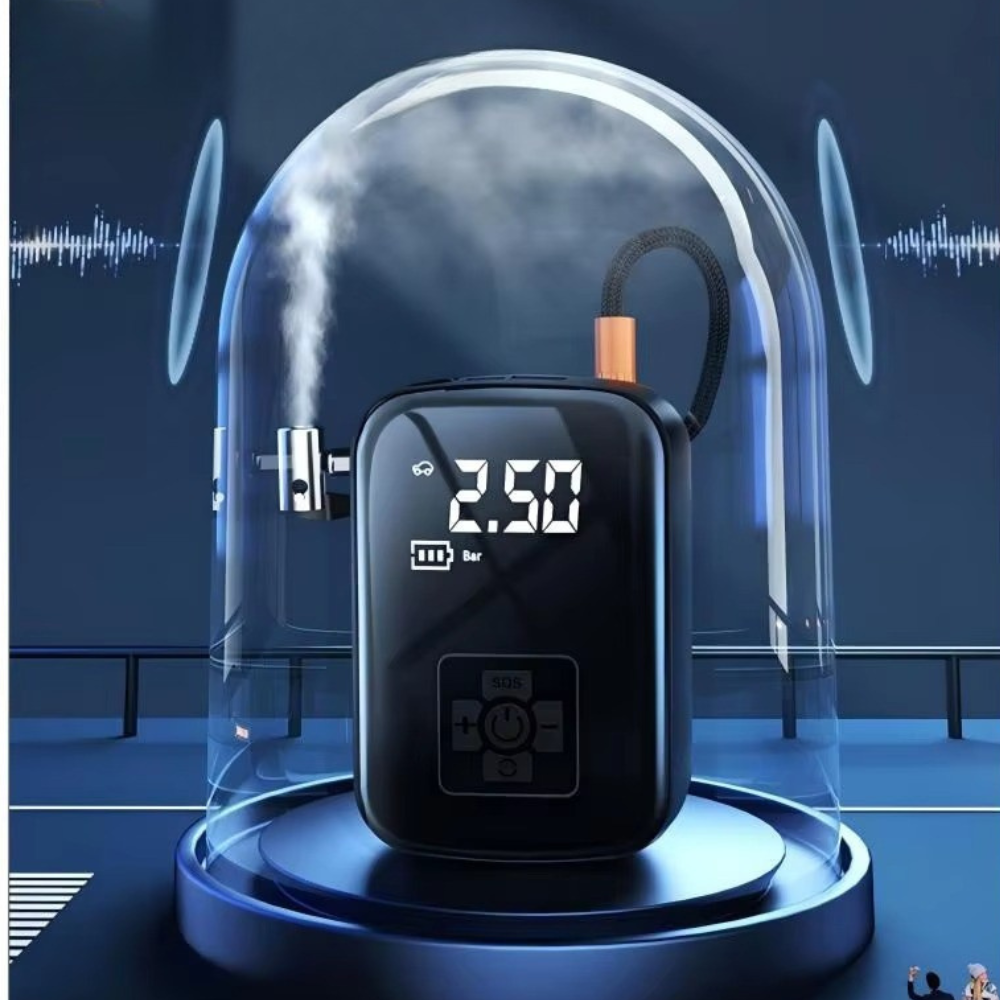 Trådløs Bil Luftpumpe med Automatisk Stop og LED Lys