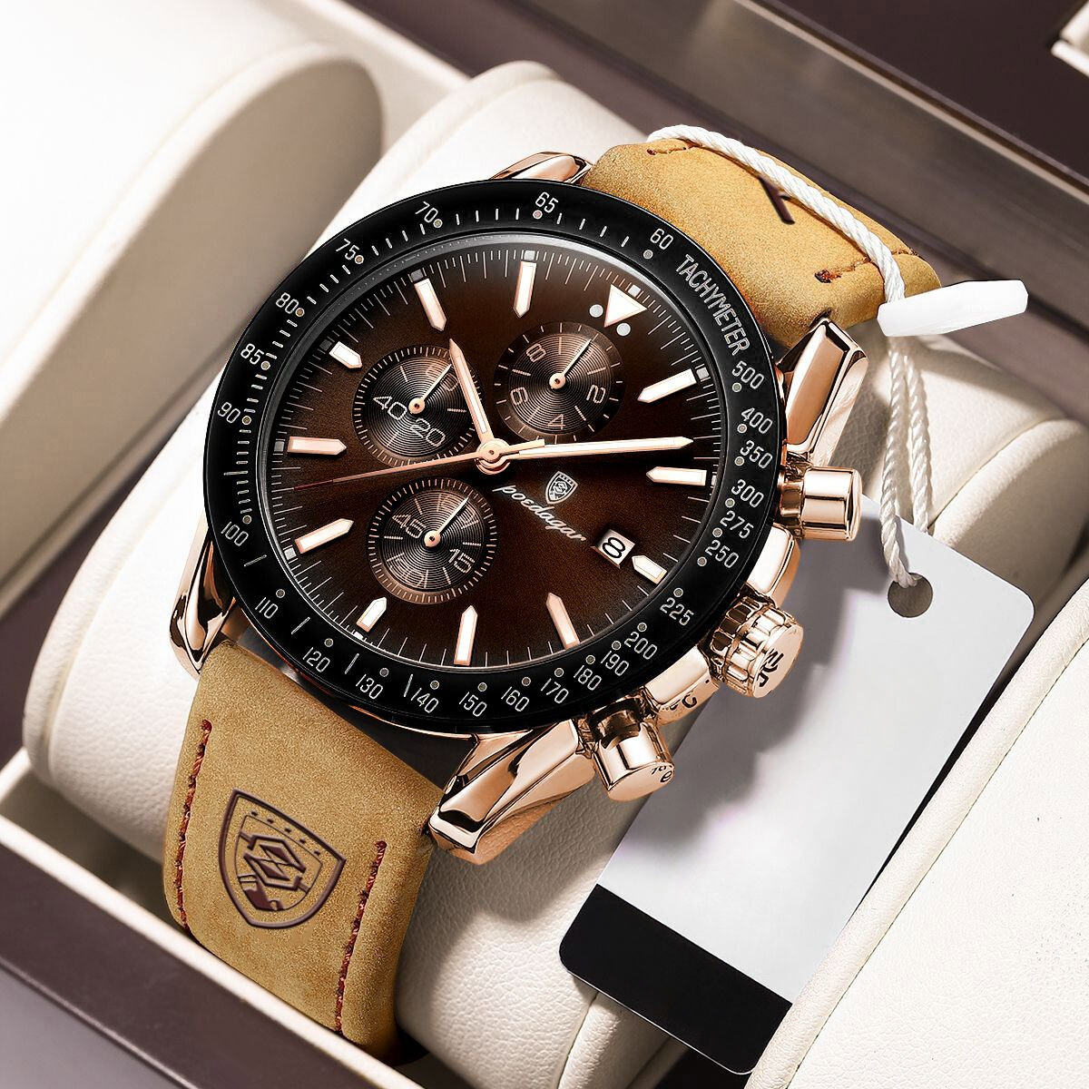 Elegant Chronograph Armbåndsur med Dato & Stilfuldt Design