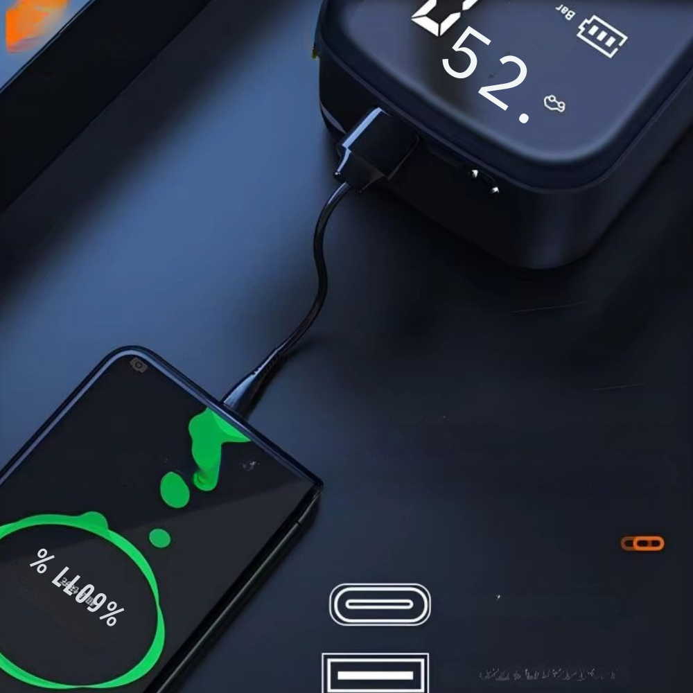 Trådløs Bil Luftpumpe med Automatisk Stop og LED Lys