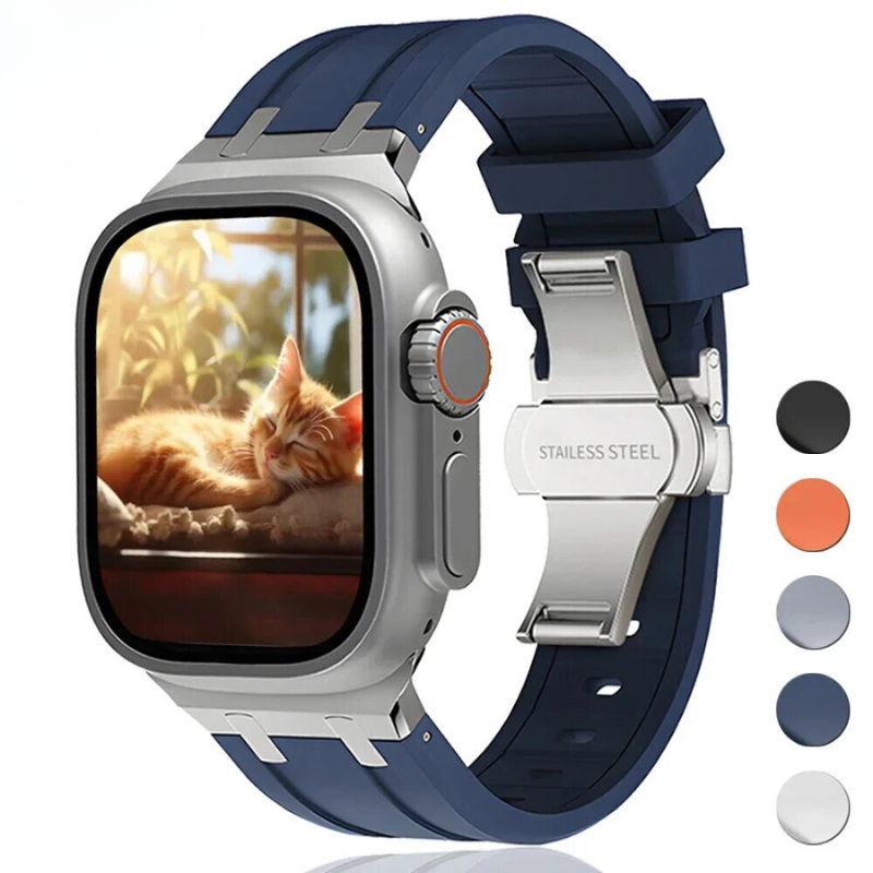 Silicone Urrem til Apple Watch med Elegant Titanium Lås