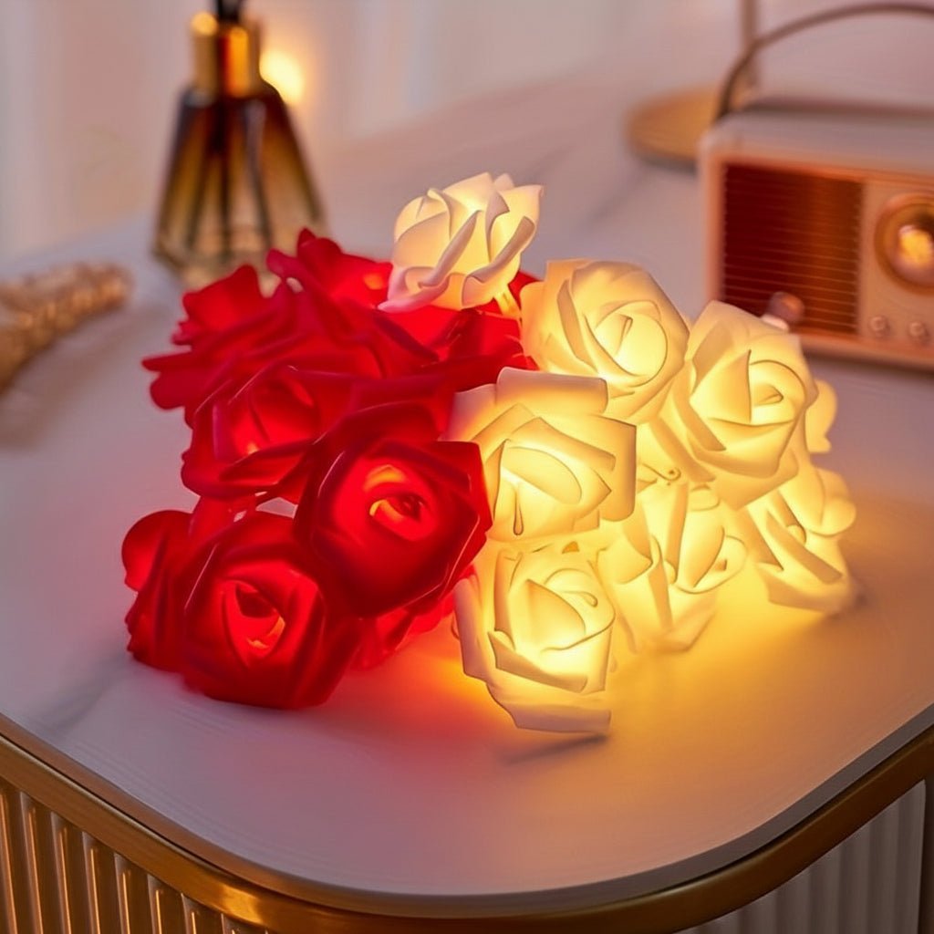 Romantiske LED Rosen Lyskæder på Batteri til Festlig Dekoration