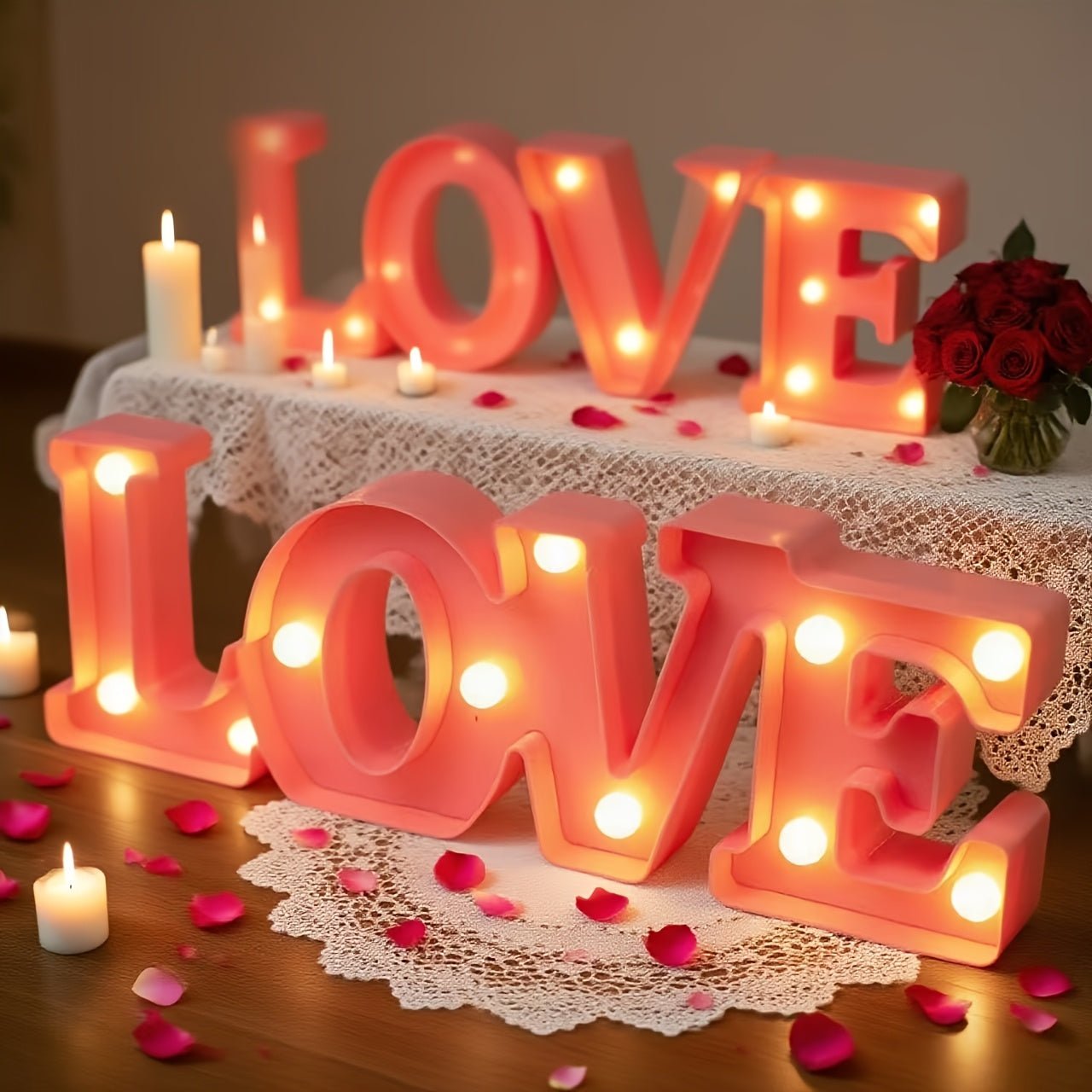 LED LOVE Skylt - Batteridriven Belysning för Romantisk Inredning