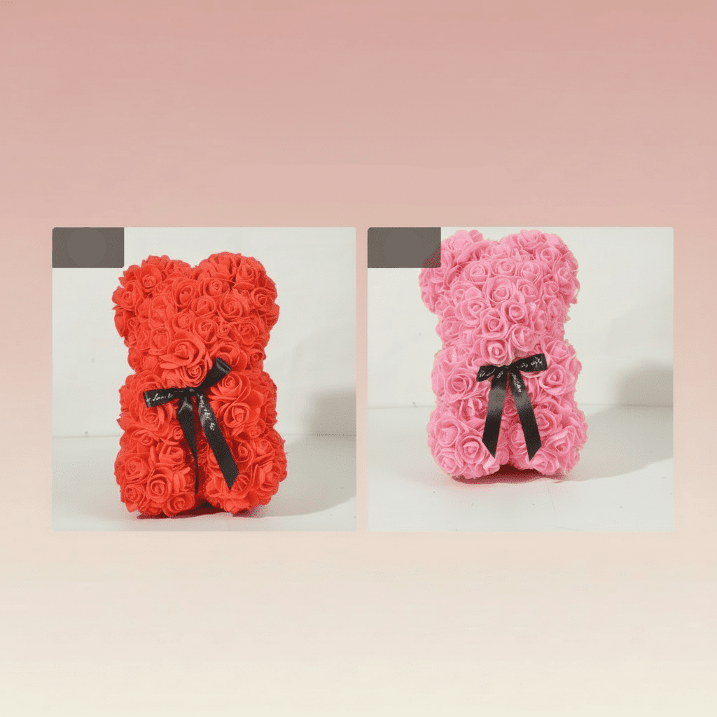 Romantisk Rosebamse med Unik Blomsterdesign til Gaver