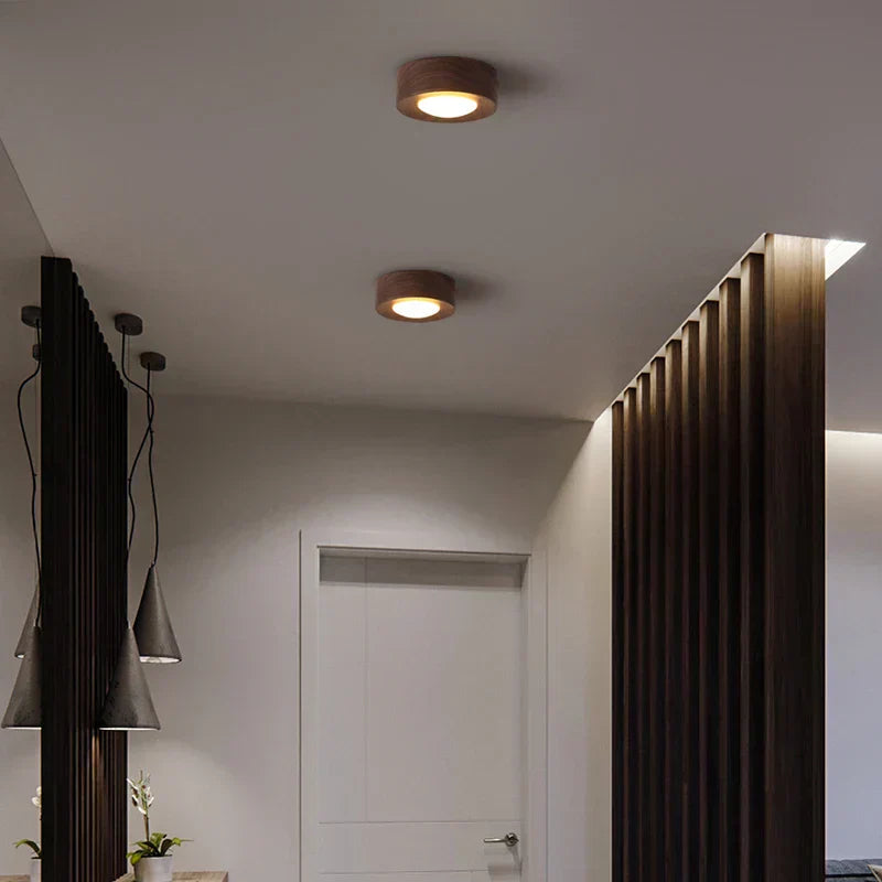 Elegant LED-plafondlampa i valnöt – Naturlig skönhet och effektivitet