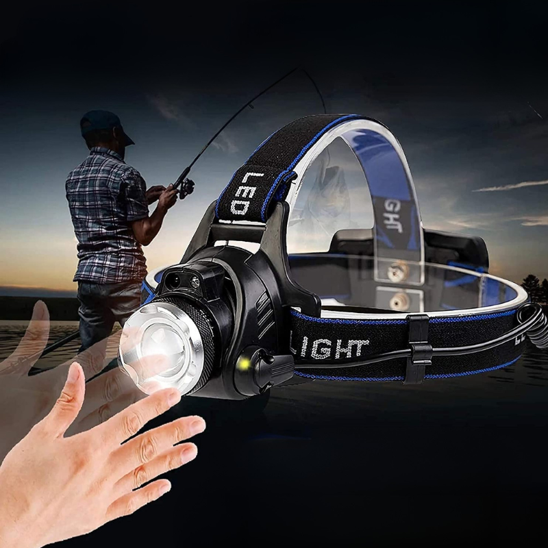 Kraftfull Vattentät LED Pannlampa med Zoom & USB Uppladdning