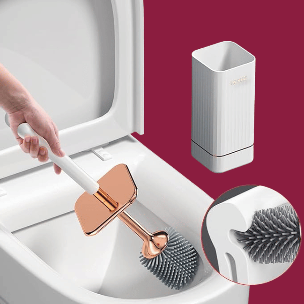 Elegant fleksibel toiletbørste med hurtigttørrende vægmontering