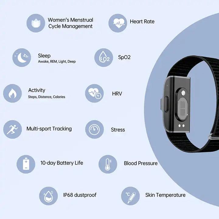 Diskret Fitness Tracker med Skridttæller og Pulsmåler