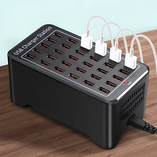 USB Opladningsstation 150W – Effektiv Opladning af 30 Enheder