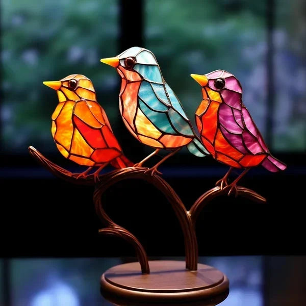 Farverig Glasfugl Figur - Kunstnerisk Dekoration til Hjemmet