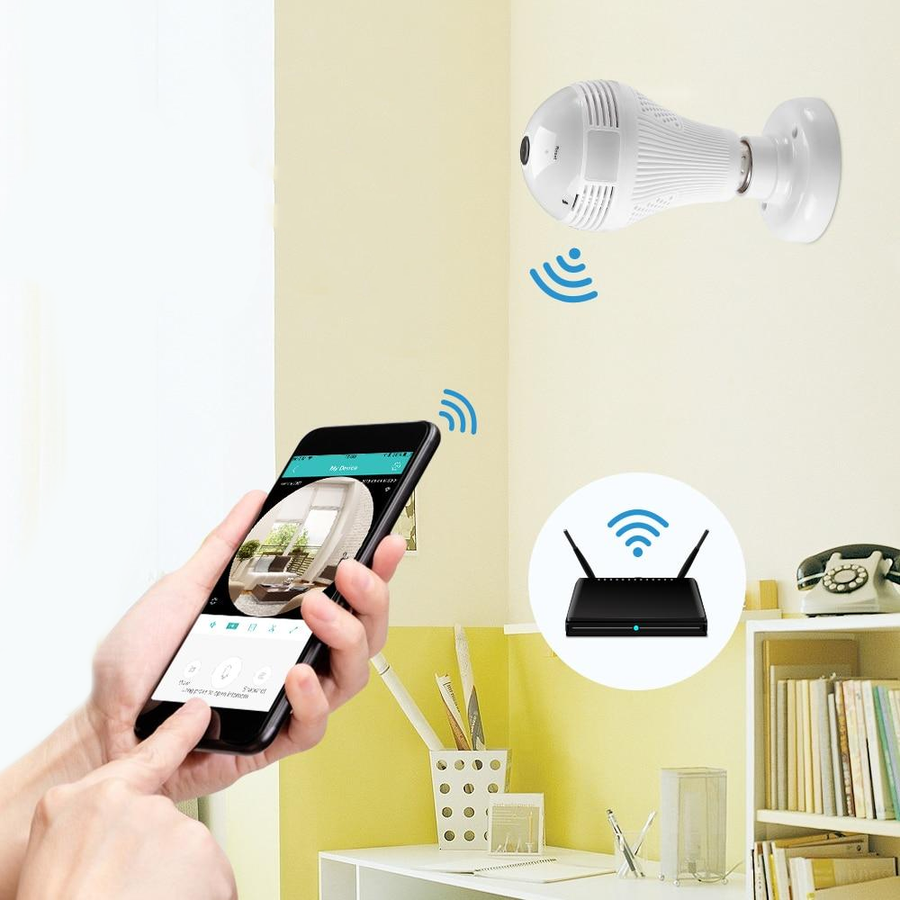 360° LED Kamera med Bevægelsessensor og WiFi-Forbindelse